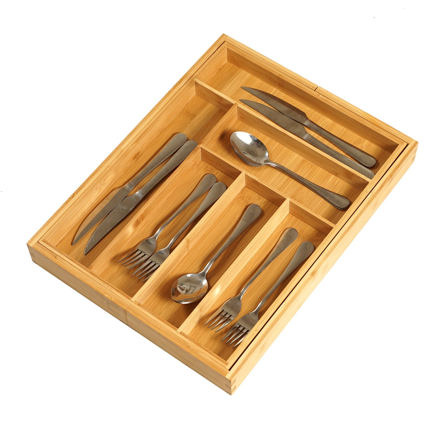 Bamboo Retractable Knife Storage Box – Drawer Organizer