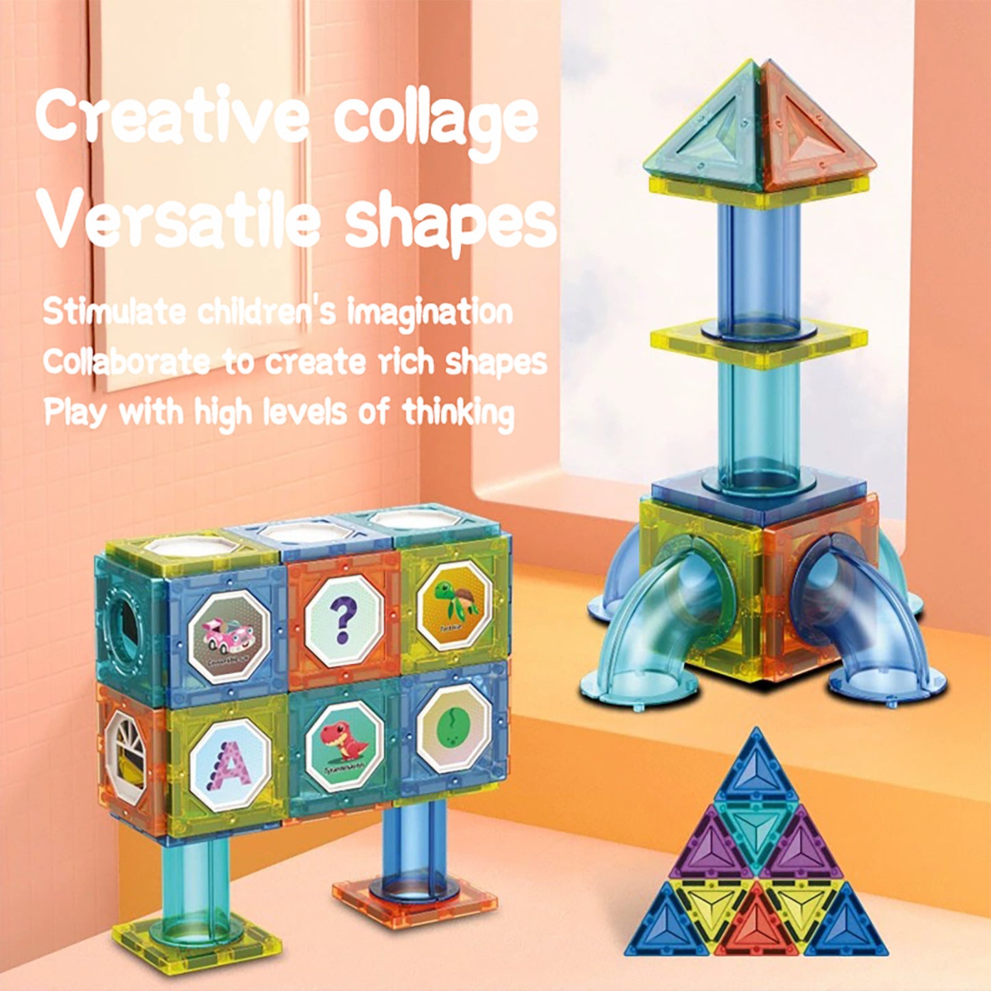 Magnetic Building Tiles – Creative Montessori STEM Toy